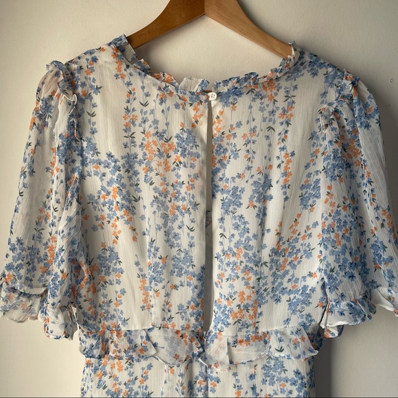 Saints + Secrets pretty flouncy floral print dress with ruffles M - Picture 11 of 11